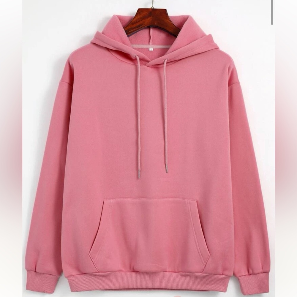 SHEIN dusty pink kangaroo pocket thermal lined drawstring hoodie size SMALL